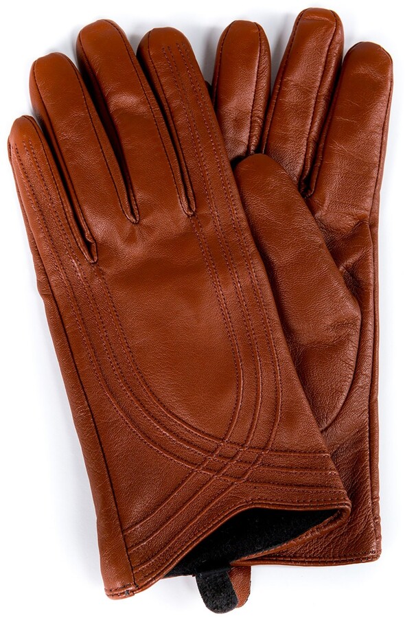 Womens Cognac Leather Gloves | Shop the world's largest collection of  fashion | ShopStyle