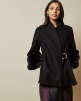 Thumbnail for your product : Ted Baker Faux Fur Cuff Short Wool Coat