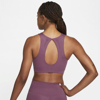 Nike Women's Swoosh Medium-Support High-Neck Keyhole Sports Bra in Purple -  ShopStyle