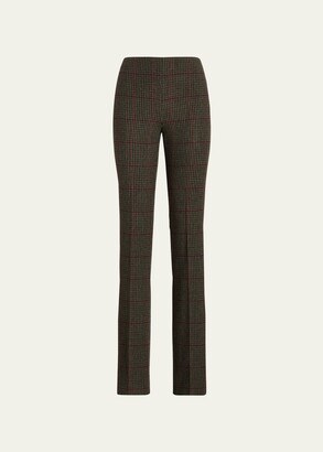 Alandra Checked Plaid Tweed Slim-Leg Pants