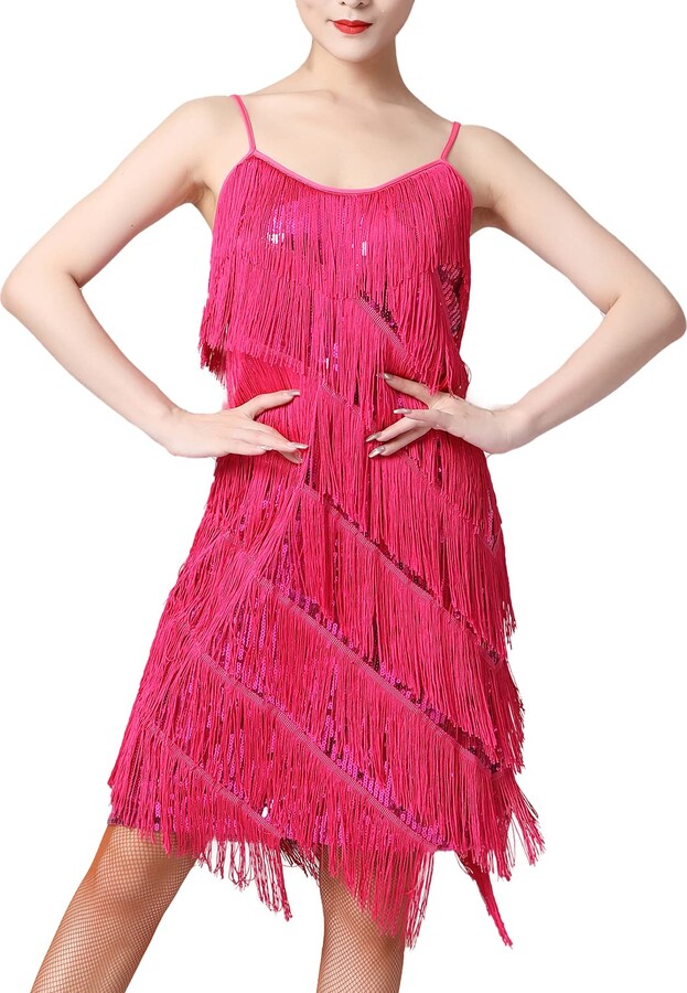 Women's V Neck 1920s Sequin Fringe Flapper Tango Latin Dance - Foto 11