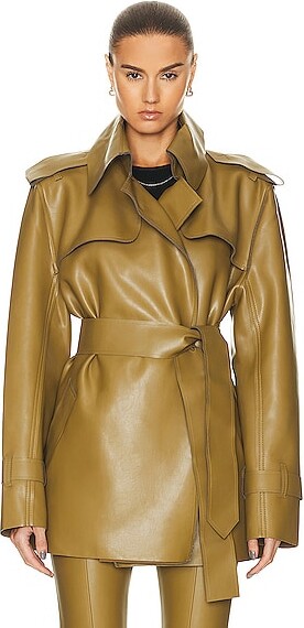 Norma Kamali Double Breasted Trench Coat in Olive - ShopStyle