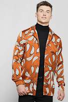 Thumbnail for your product : boohoo Rust Leaf Print Revere Long Sleeve Shirt