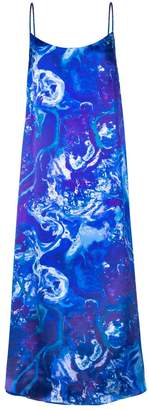 Isabel Manns Reversible Silk Satin Alice Dress In Ocean Water