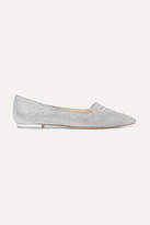 Thumbnail for your product : Sophia Webster Butterfly Embroidered Glittered Leather Point-toe Flats - Silver
