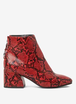 Dorothy Perkins Womens Red Snake Adore Flared Heel Boot