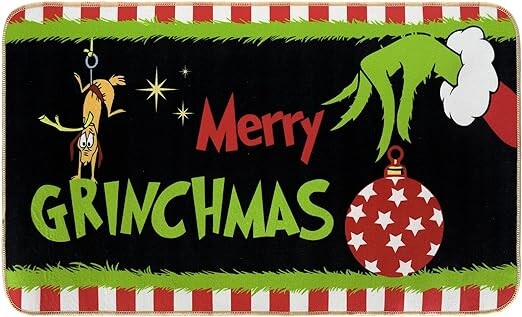 AnyDesign Merry Christmas Doormat Decorative Xmas Holiday Front Door Mat Funny Cartoon Character Felt Door Rugs Non-Slip Indoor Outdoor Carpet Floor Mat for Home Office Yard Garden Decor, 17 x 29 in