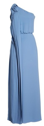 BCBGMAXAZRIA Women's Waterfall Ruffle One-Shoulder Gown