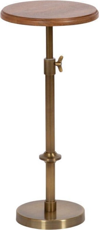 Kate and Laurel Engles 10 in. Walnut Brown Round Metal End Table