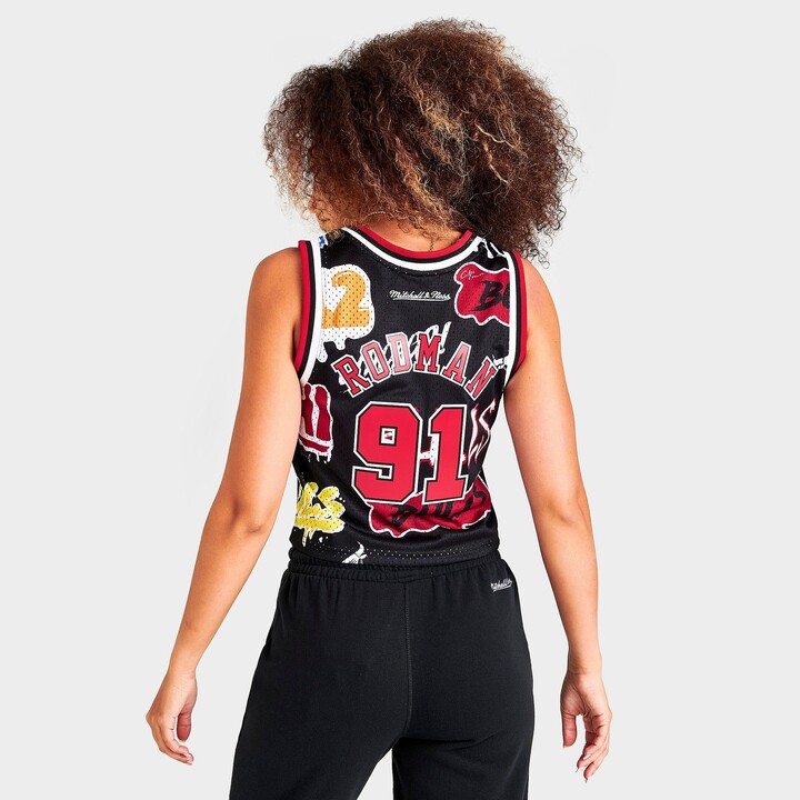 Mitchell And Ness Women's Mitchell & Ness Chicago Bulls NBA '91 Dennis  Rodman Cropped Jersey - ShopStyle Tops