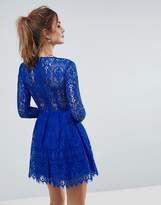 Thumbnail for your product : ASOS DESIGN Long Sleeve Lace Mini Prom Dress