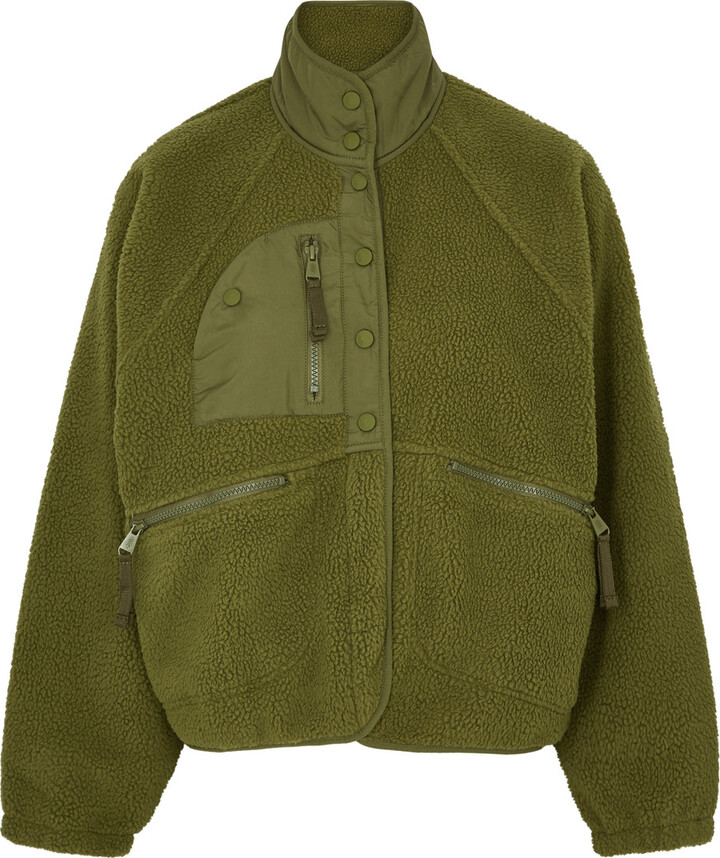 FREE PEOPLE MOVEMENT Hit The Slopes Panelled Fleece Jacket Khaki