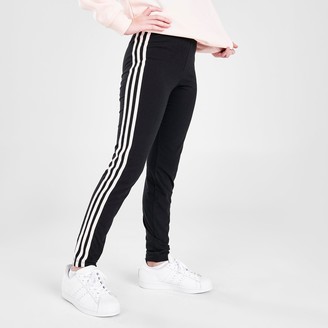adidas Girls' 3-Stripes Gleam Trefoil Logo Leggings