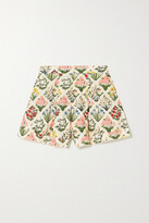 Thumbnail for your product : Agua by Agua Bendita Toronjil Floral-print Organic Cotton-poplin Shorts - White