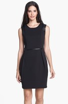 Thumbnail for your product : Donna Ricco Faux Leather Trim Sheath Dress