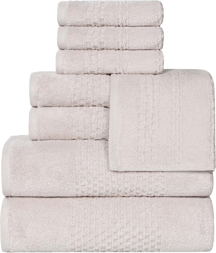 Superior Playa Zero Twist Cotton Medium Weight Solid Waffle Textured 8Pc Towel Set