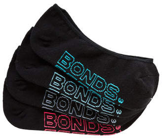 Bonds Womens Logo Lite Liner Sport Socks 4 Pack