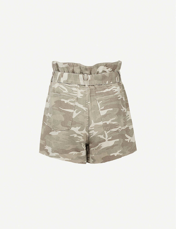 camo paper bag shorts
