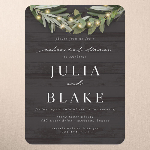 Rehearsal Dinner Invitations: Wooden Wonders, Rustic, Black, 5x7 Flat, Standard Smooth Cardstock, Rounded
