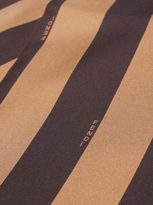 Fendi Striped Logo-print Silk-satin Scarf - Brown