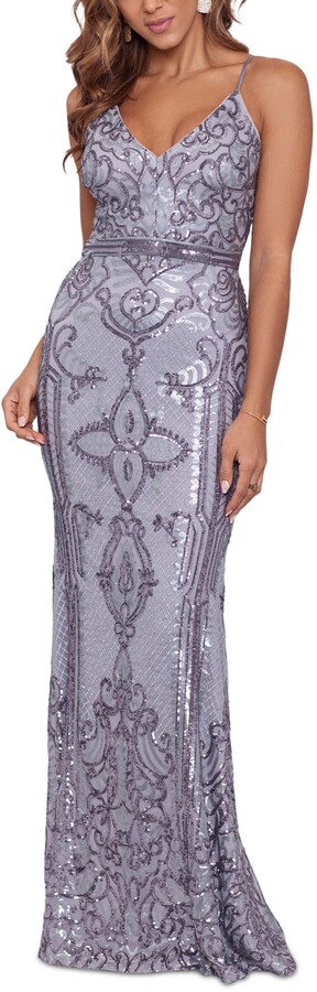 grey sequin gown