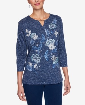 Alfred Dunner Petite Embroidered Embellished Top
