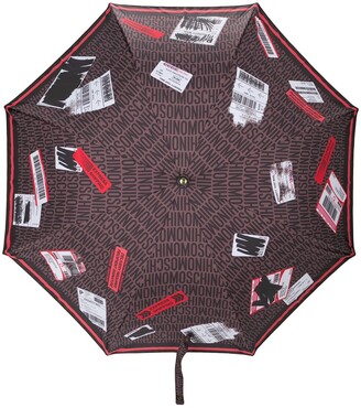 Moschino Travel Tag Print Umbrella