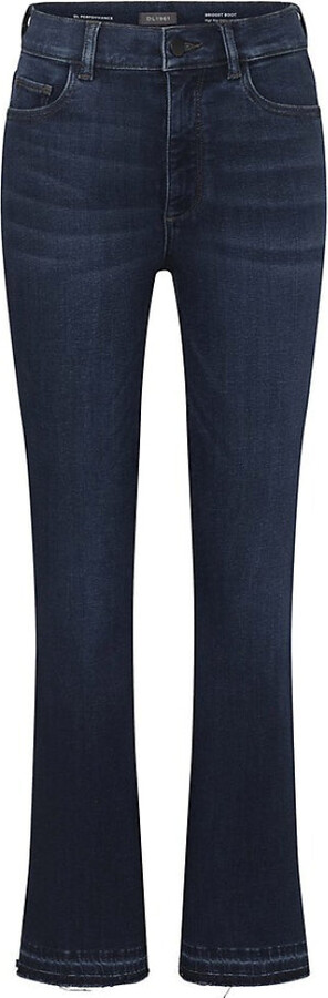 DL1961 Women Bridget Boot: High Rise Instasculpt Crop Dark Indigo Released Jeans