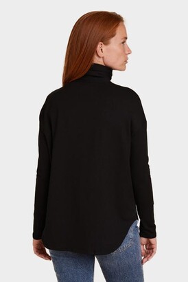 Majestic French Terry Semi Relaxed L/S Turtleneck - Black