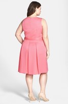 Thumbnail for your product : Tahari by ASL Belted Jacquard Pleat Fit & Flare Dress (Plus Size)