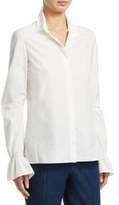 Thumbnail for your product : Akris Bell-Sleeve Cotton Poplin Button-Down Shirt
