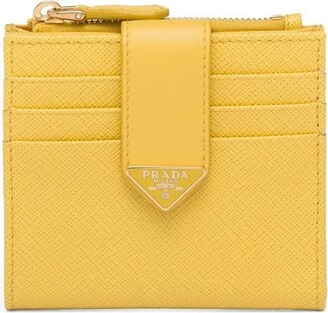 Prada Saffiano and Leather Card Holder - Yellow