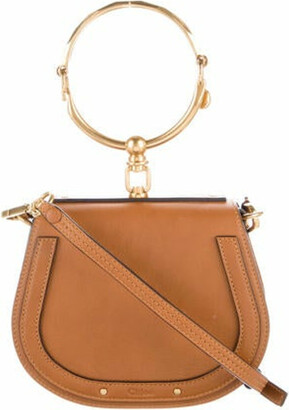 Chloe Brown Leather and Suede Medium Nile Bracelet Bag Chloe