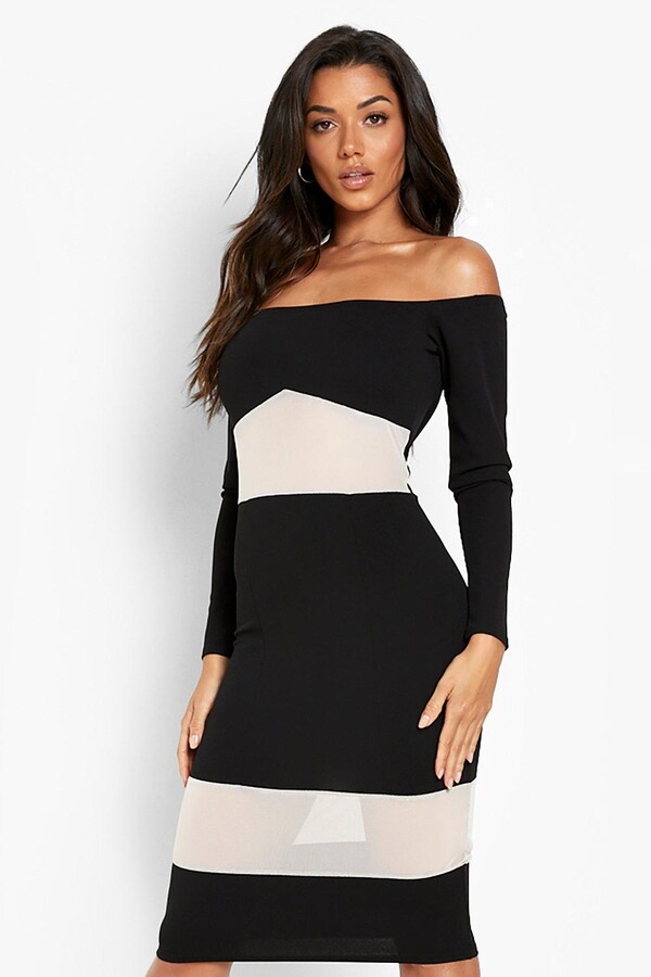 black dress with mesh top