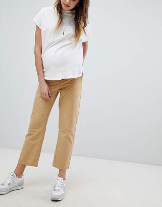 ASOS Maternity Design Maternity Canvas Cargo Trousers In Sand With Under The Bump Waistband