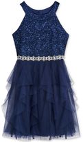 Thumbnail for your product : Sequin Hearts Lace and Mesh Halter Dress, Big Girls (7-16)