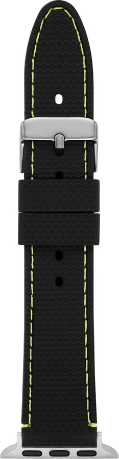 Non-branded Interchangeable Black and Lime Green Textured Silicone Watch Band (FMDBA043) 38/40mm