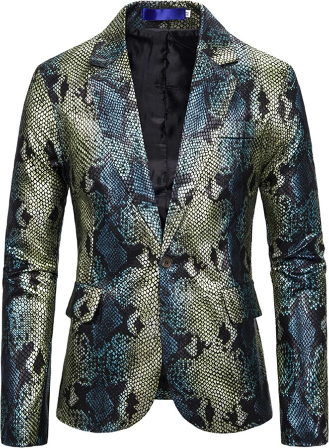 Sanykongy 3D Snake Skin Printed Business Affairs Wedding Stage Suit ...