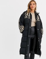 Thumbnail for your product : Urban Code Urbancode longline padded parka with tiger borg panels