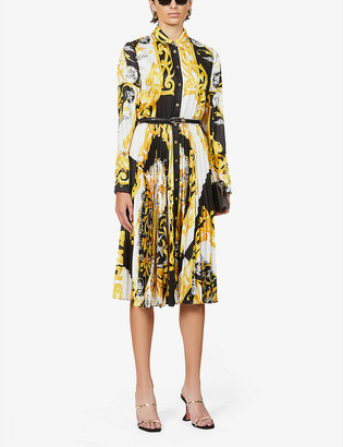 Versace Baroque-print silk-satin midi dress