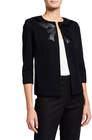 st john santana knit woolblend fauxleather bow jacket