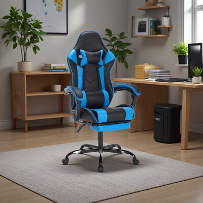 Inbox Zero Gaming Chair With Footrest, Ergonomic Computer Chair With Headrest And Lumbar Support, Breathable Material Height Adjustable Video Game Chairs For Adu