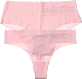 Dkny Lace Trim Thong In Pink