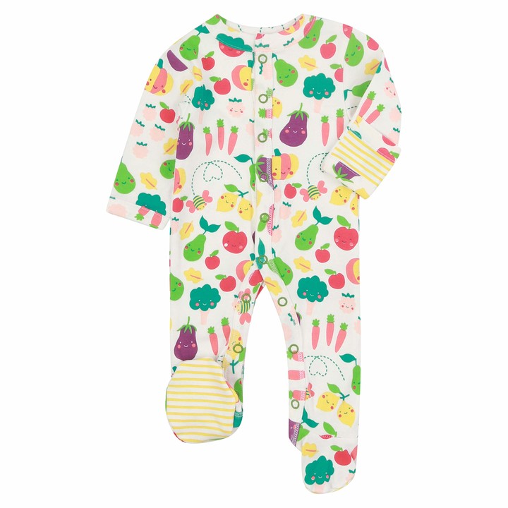 Piccalilly Baby Sleepsuit with Feet + Integrated Scratch Mitts Soft