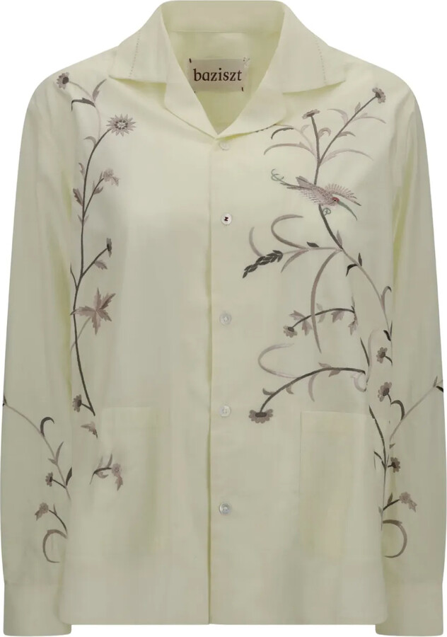 Baziszt Floral-Bird Embroidered Shirt