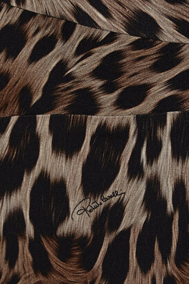 Roberto Cavalli Strapless Leopard-print Silk-crepe Top