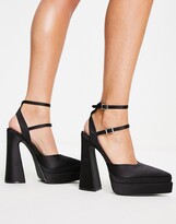 Thumbnail for your product : ASOS DESIGN Parton pointed double platform heeled shoes in black