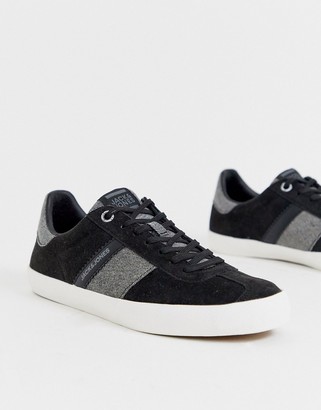 Jack and Jones suede trainers with contrast sole in black