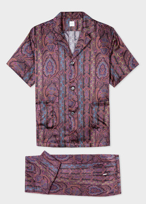Paul Smith Men's Purple Paisley Print Silk Short-Sleeve Pyjamas