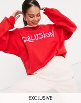 Thumbnail for your product : Collusion oversized branded sweatshirt co-ord in red